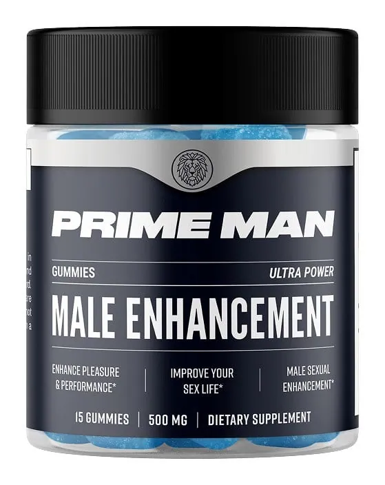 Envase de PRIME MAN Gummies, gomitas de vitalidad masculina